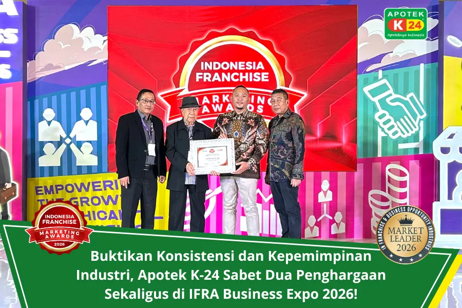 Buktikan Konsistensi dan Kepemimpinan Industri, Apotek K-24 Sabet Dua Penghargaan Sekaligus di IFRA Business Expo 2026!